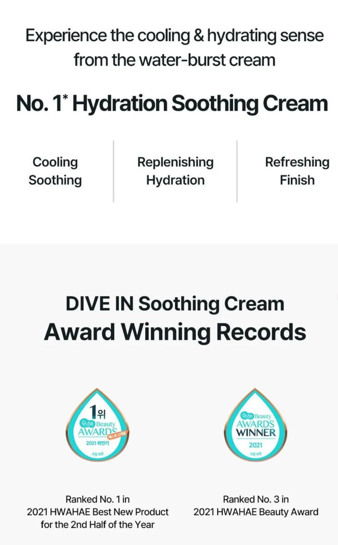 Torriden - DIVE-IN Low Molecular Hyaluronic Acid Soothing Cream.