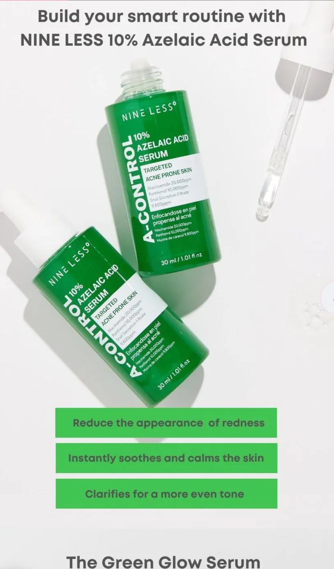 NINELESS - A-Control 10% Azelaic Acid Serum.