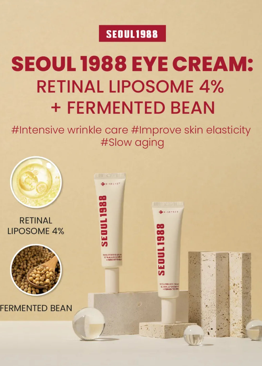 KSECRET - SEOUL 1988 Eye Cream : Retinal Liposome 4% + Fermented Bean.