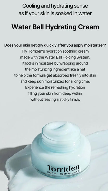 Torriden - DIVE-IN Low Molecular Hyaluronic Acid Soothing Cream.