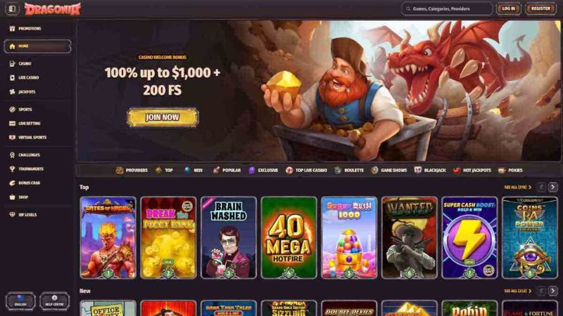 Dragonia Casino mobile interface screenshot